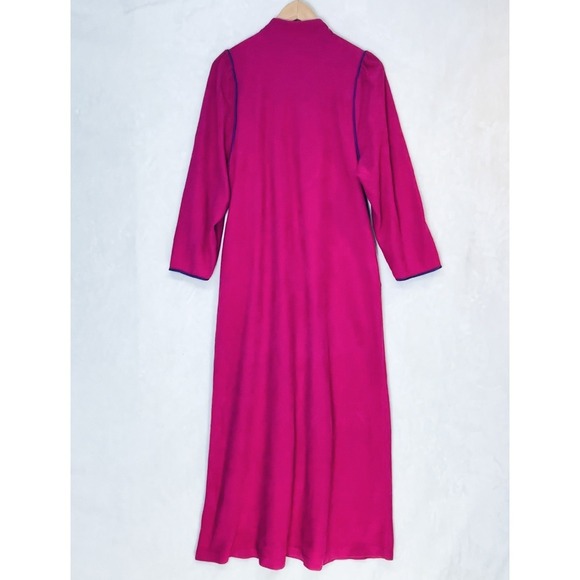 Vtg Embroidered Lounge Dress Magenta Pink Boho Hostess Caftan 70/80s Vanity Fair - Picture 3 of 10